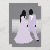 2つの結婚花嫁(薄紫とグレー) 招待状 (正面/裏面)