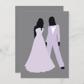 2つの結婚花嫁(薄紫とグレー) 招待状 (正面/裏面)