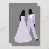 2つの結婚花嫁(薄紫とグレー) 招待状 (正面/裏面)