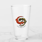 2つの絡み合った笑顔のサラマンダーの友人の漫画 タンブラーグラス (正面)