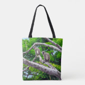 2つの緑のモンキーツリーに座ってプリントトートバッグ トートバッグ (裏面)