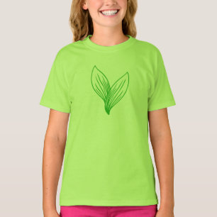 2つの緑葉の Tシャツ