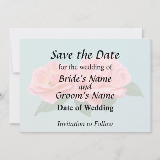 2つの繊細なピンクのバラ セーブザデート (正面)