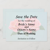 2つの繊細なピンクのバラ セーブザデート (正面/裏面)