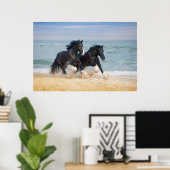 2つの美しいシャーランニングウズホースズザビーチ ポスター (ホームオフィス)