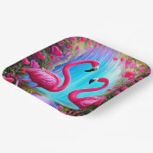 2つの美しいピンクのフラミンゴのラブグラフィック ペーパープレート (傾斜あり)