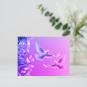 2つの美しい白い鳩 ポストカード (スタンド正面)