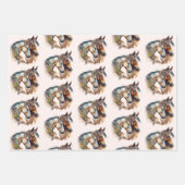 2つの美しい馬の西ボホパターン ラッピングペーパーシート (正面)