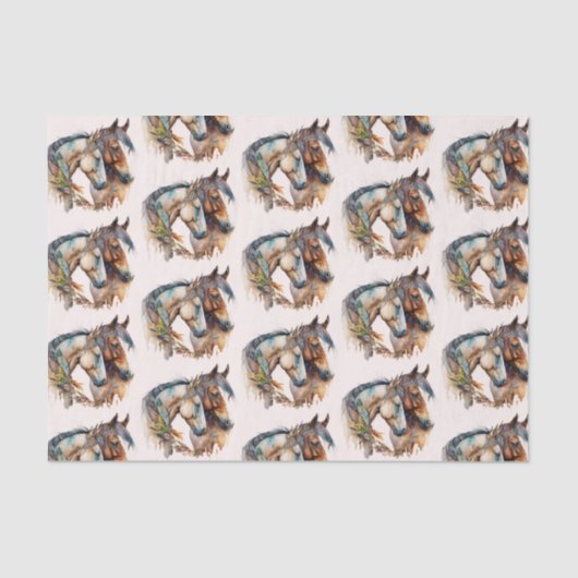 2つの美しい馬の西ボホパターン 薄葉紙 (正面)