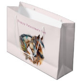 2つの美しい馬ウェスタンボホバレンタインデー ラージペーパーバッグ (正面アングル)