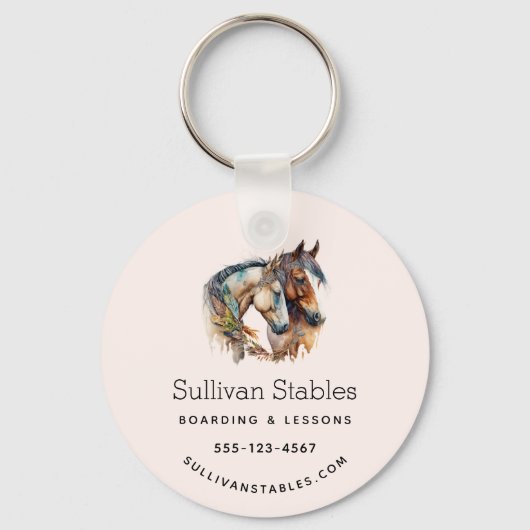 2つの美しい馬ウェスタンボホビジネス キーホルダー (正面)