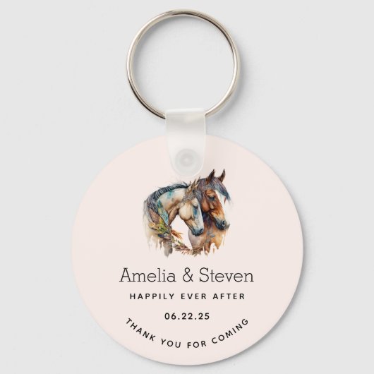 2つの美しい馬ウェスタンボホ結婚ズ キーホルダー (裏面)