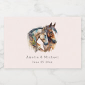 2つの美しい馬ウェスタンボホ結婚ズ スパークリングワインラベル (シングルラベル)