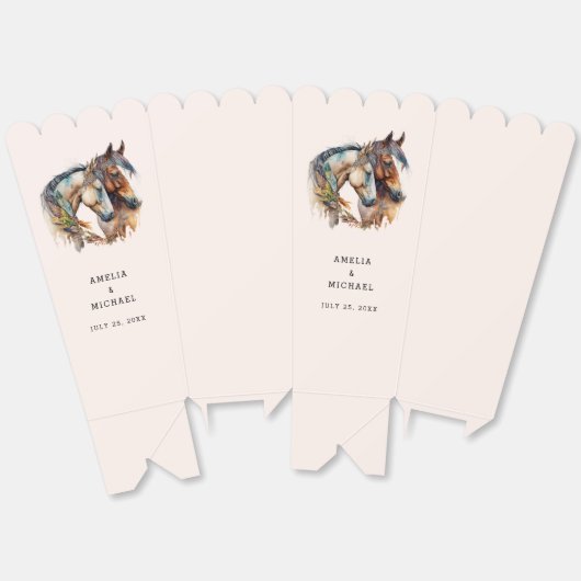 2つの美しい馬ウェスタンボホ結婚ズ フェイバーボックス (見開き)