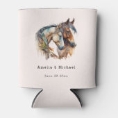 2つの美しい馬ウェスタンボホ結婚ズ 缶クーラー (正面)