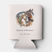 2つの美しい馬ウェスタンボホ結婚ズ 缶クーラー (裏面)