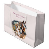 2つの美しい馬ウェスタンボホ誕生日 ラージペーパーバッグ (正面アングル)