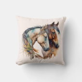 2つの美しい馬ウェスタンボホ クッション (正面)