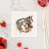 2つの美しい馬ウェスタンボホ スタンダードカクテルナプキン (インサイチュ)