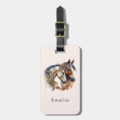 2つの美しい馬ウェスタンボホ ラゲッジタグ (正面縦)