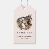 2つの美しい馬ウェスタン結婚ズありがとう ギフトタグ (正面)