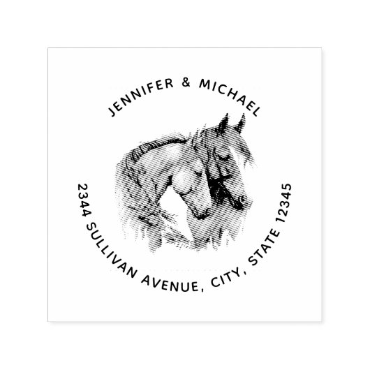 2つの美しい馬西ボホアドレス セルフインキングスタンプ (デザイン)