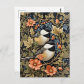 2つの美しい黒のキャップ付き《鳥》アメリカゴガラ ポストカード (正面/裏面)