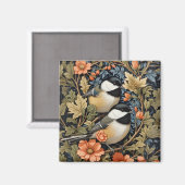 2つの美しい黒のキャップ付き《鳥》アメリカゴガラ マグネット (正面/裏面)