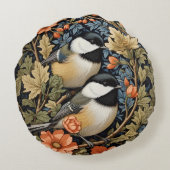 2つの美しい黒のキャップ付き《鳥》アメリカゴガラ ラウンドクッション (裏面)