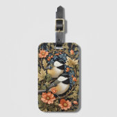 2つの美しい黒のキャップ付き《鳥》アメリカゴガラ ラゲッジタグ (正面縦)