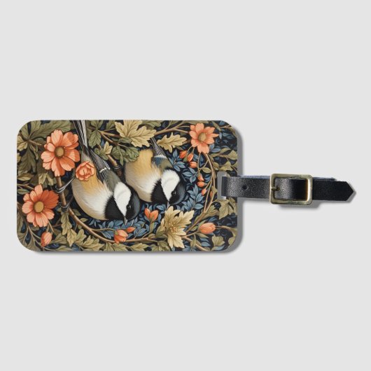 2つの美しい黒のキャップ付き《鳥》アメリカゴガラ ラゲッジタグ (正面横)