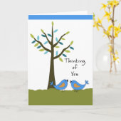 2つの考え青い鳥と木を持っているあなた方の カード (黄色い花)
