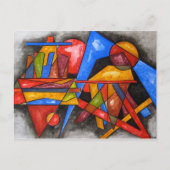 2つの船 – バウハモダンウス幾何学的アート ポストカード (正面)