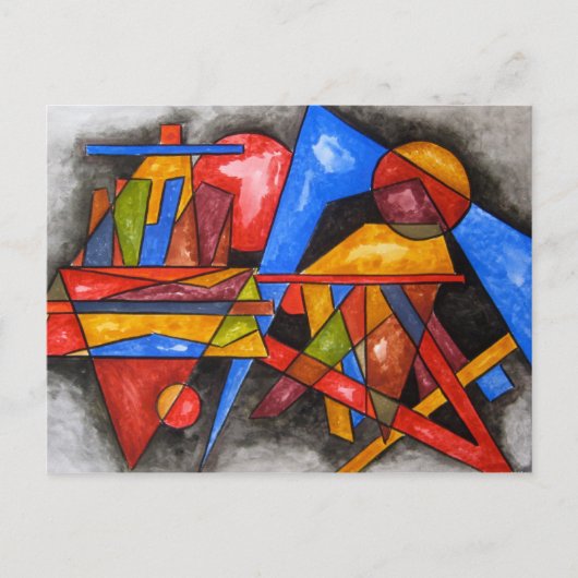 2つの船 – バウハモダンウス幾何学的アート ポストカード (正面)