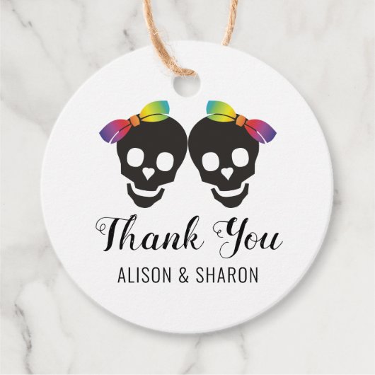 2つの花嫁と紙吹雪ありがとうレズ結婚ビアン フェイバータグ (正面)