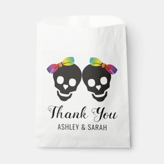 2つの花嫁と紙吹雪ありがとうレズ結婚ビアン フェイバーバッグ (正面)