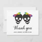 2つの花嫁と紙吹雪レズ結婚ビアンの感謝 サンキューカード (正面)