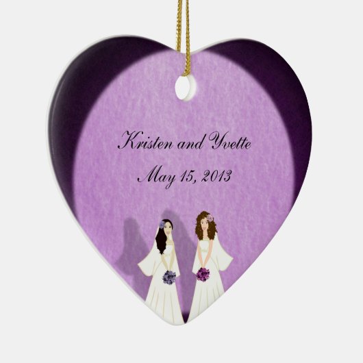 2つの花嫁のレズビアンの結婚式のオーナメントの好意 セラミックオーナメント (右)