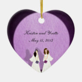 2つの花嫁のレズビアンの結婚式のオーナメントの好意 セラミックオーナメント (正面)