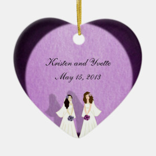 2つの花嫁のレズビアンの結婚式のオーナメントの好意 セラミックオーナメント