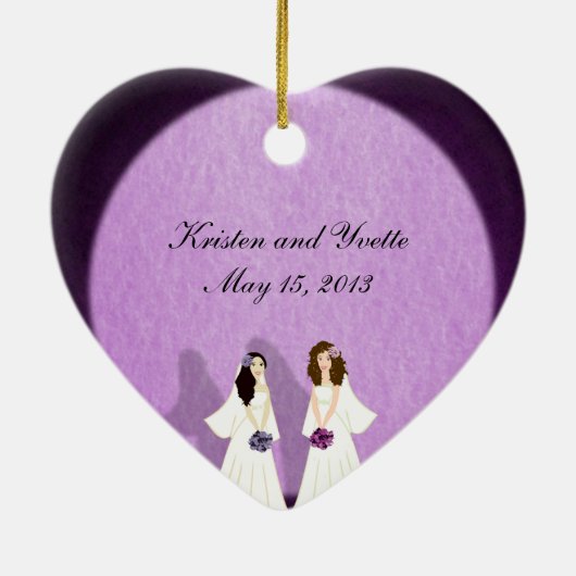 2つの花嫁のレズビアンの結婚式のオーナメントの好意 セラミックオーナメント (裏面)
