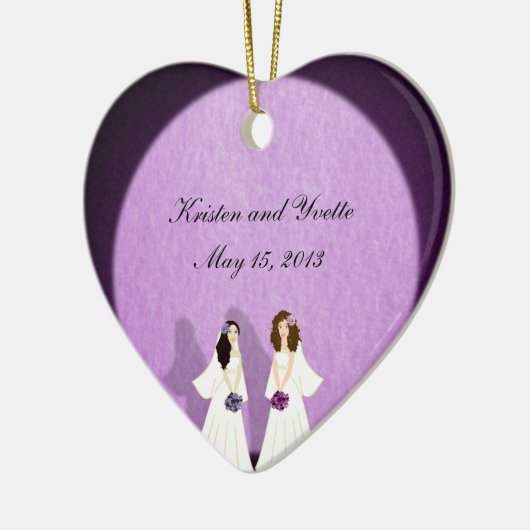2つの花嫁のレズビアンの結婚式のオーナメントの好意 セラミックオーナメント (左)
