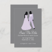 2つの花嫁は日付結婚(薄紫とグレー)を保存 セーブザデート (正面/裏面)