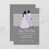 2つの花嫁は日付結婚(薄紫とグレー)を保存 セーブザデート (正面/裏面)