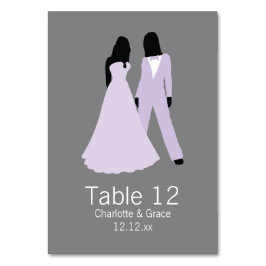 2つの花嫁テーブ結婚ル番号(薄紫とグレー) テーブルナンバー