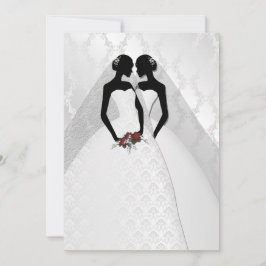 2つの花嫁ブライダルガウンエレガントな結婚式 招待状