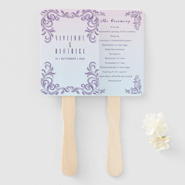 2つの花嫁薄紫結婚式プログラム ハンドファン