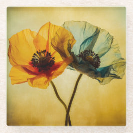 2つの花 ガラスコースター