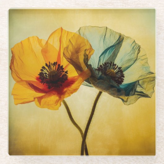 2つの花 ガラスコースター (正面)