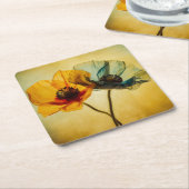 2つの花 スクエアペーパーコースター (アングル)